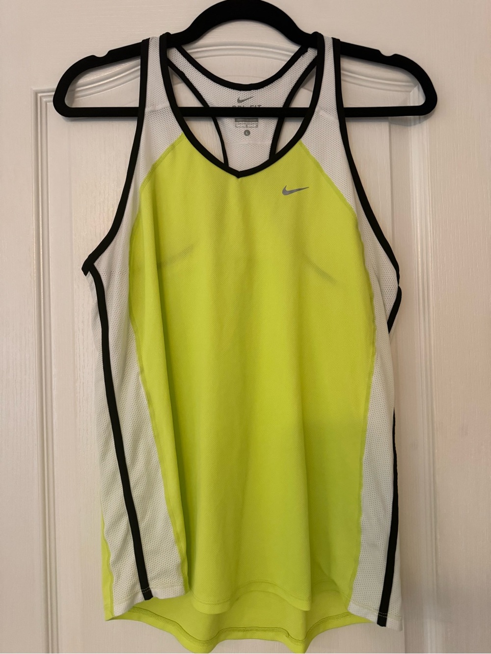 Nike Neon Yellow and White Mesh Athletic Racerback Tank
